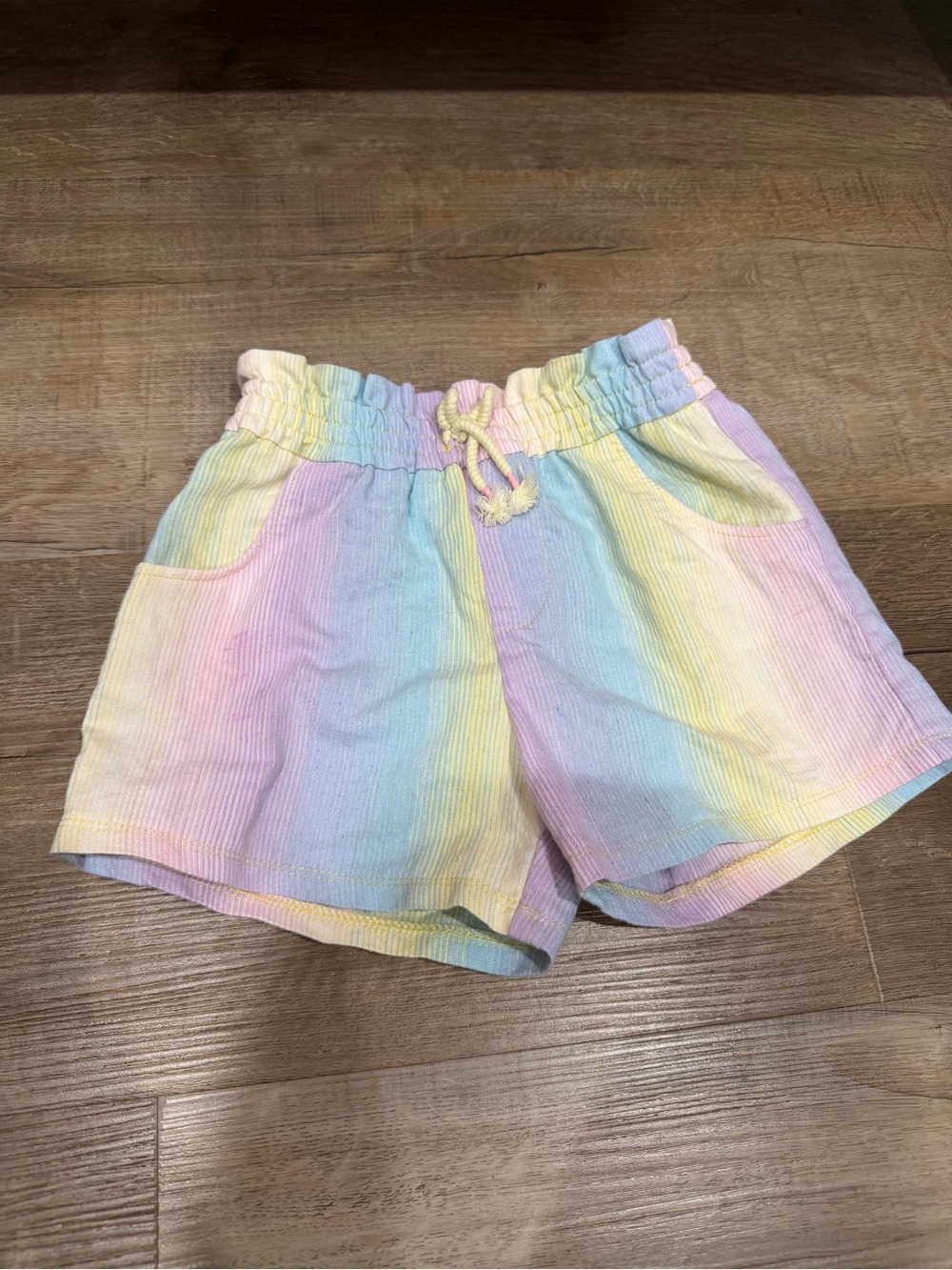 Zara Pastel Rainbow Elastic-Waist Athletic Shorts